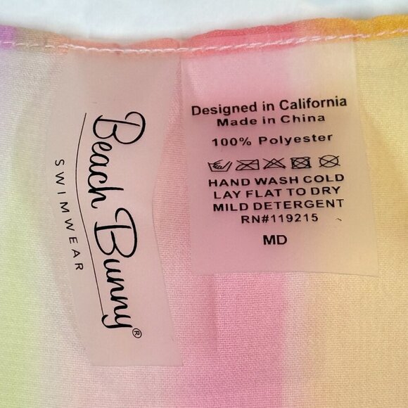 Beach Bunny Crop Sheer Top Blouse Pink Orange Medium - Picture 3 of 5